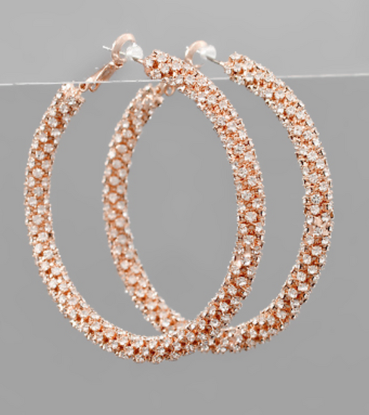 Rose Gold Crystal Hoops