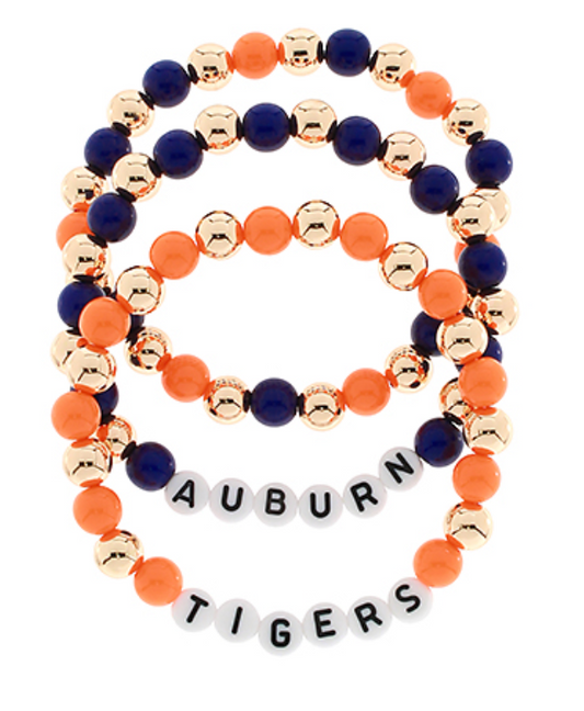 Auburn Tigers Beaded Bracelet Set (3)