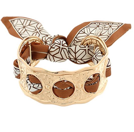 Gold Wavy Scarf Cuff Bracelet