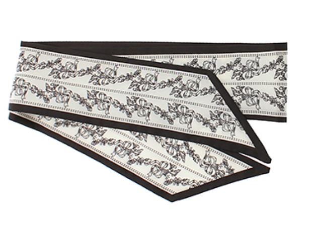 Black & White Flowers Twilly Scarf