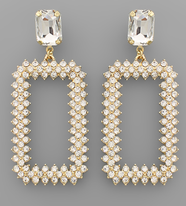 Crystal Rectangle Earrings