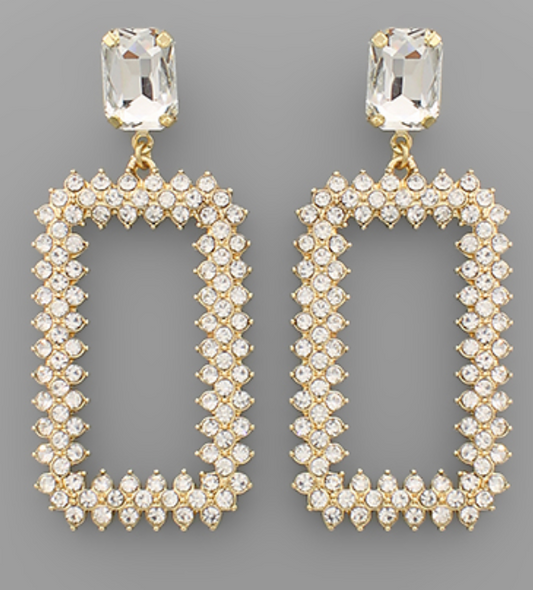 Crystal Rectangle Earrings