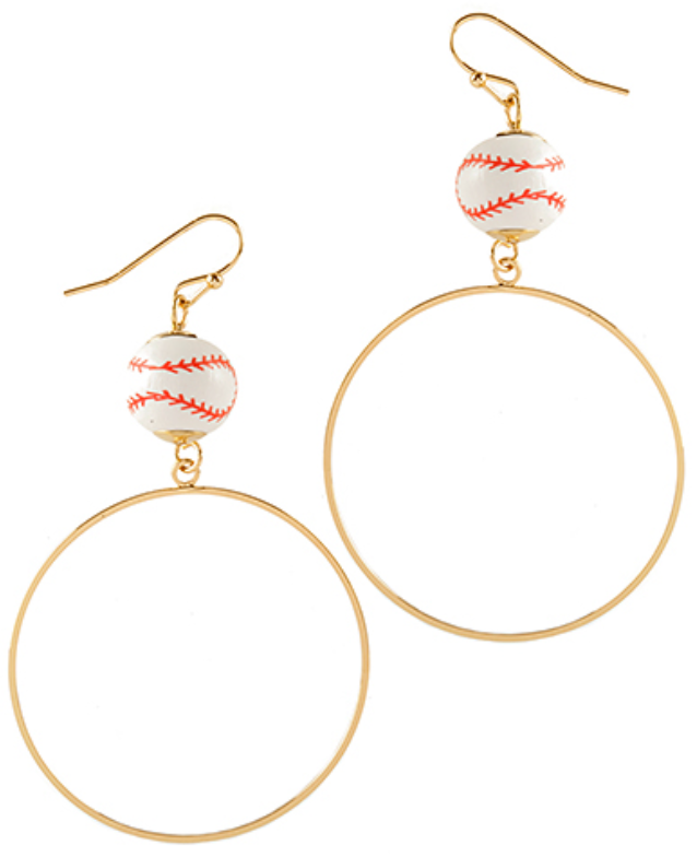 Baseball Circle Earrings
