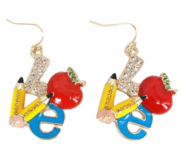 LOVE Apple & Pencil Earrings