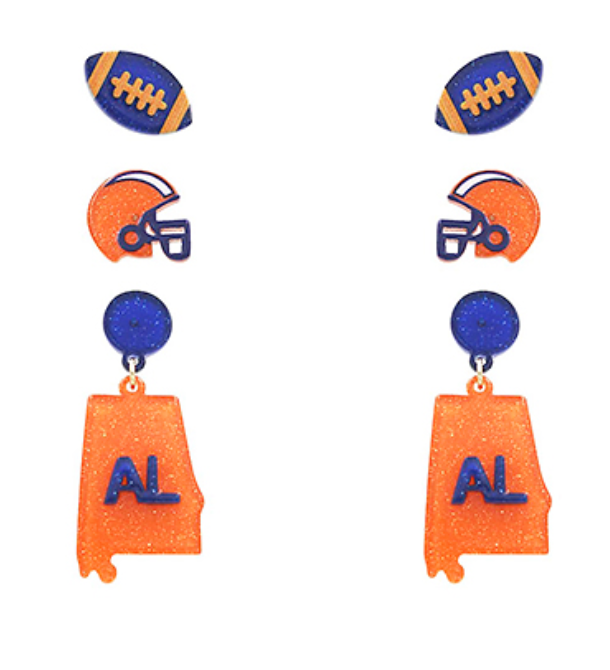 Orange & Blue State Football Earrings