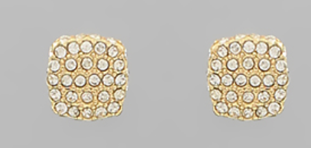 Gold Crystal Cube Earrings