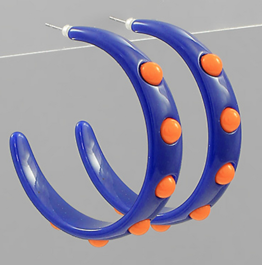 Blue & Orange Dotted Hoops
