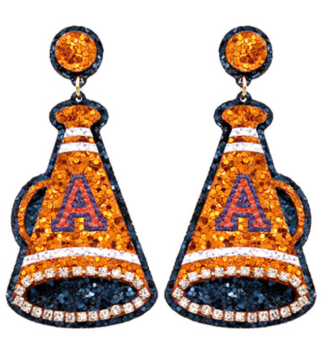 Glitter "A" Megaphone Earrings