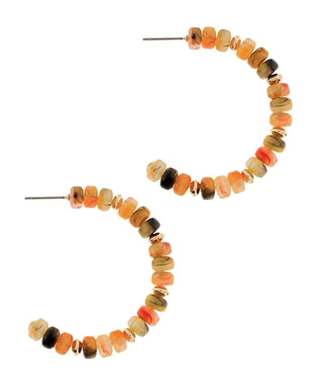Marble Beaded Half Hoops