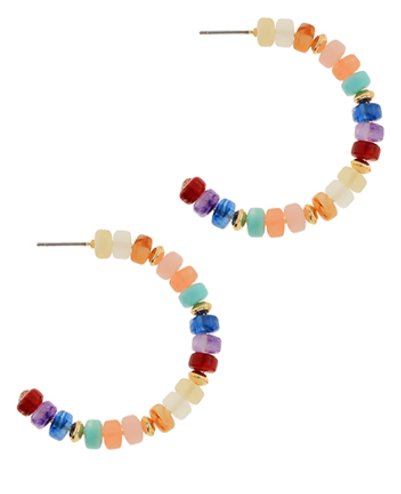 Marble Beaded Half Hoops