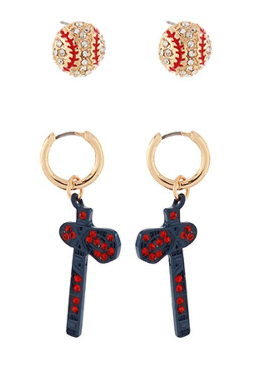 Tomahawk Baseball Earrings Set