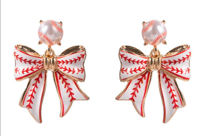 Baseball Bow Earrings