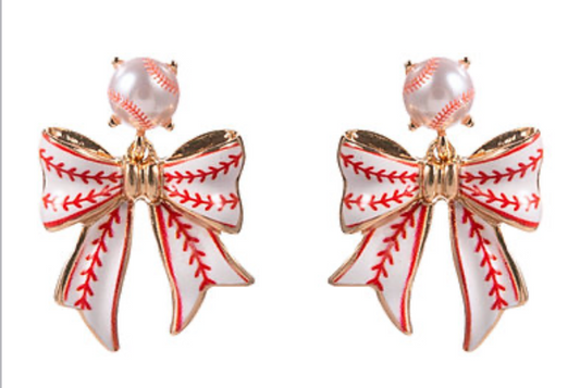 Baseball Bow Earrings