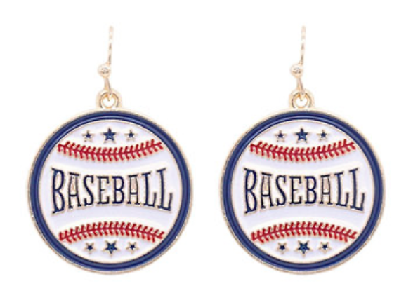 BASEBALL Round Dangle Earrings