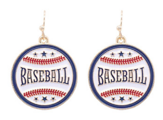BASEBALL Round Dangle Earrings