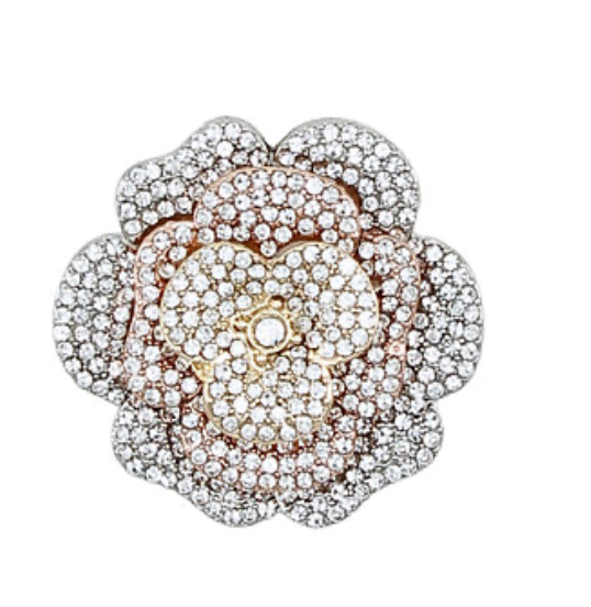 Crystal Flower Pin Brooch