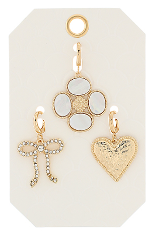 Flower, Bow, and Heart Charm Set