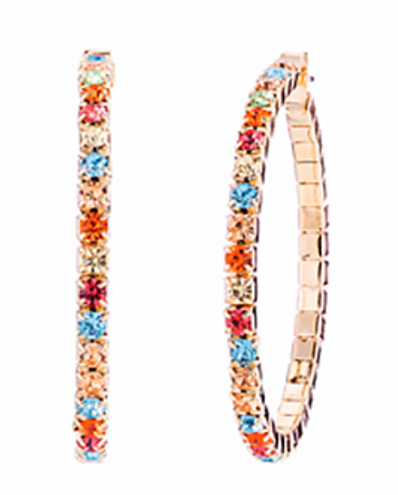 Multi CZ Stone Crystal Hoops