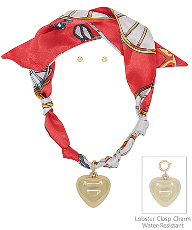 Bold Heart Scarf Necklace Set