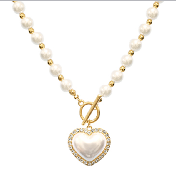 Pearl Puffy Heart Necklace
