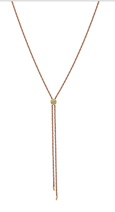 Brown Cord Y Shape Necklace
