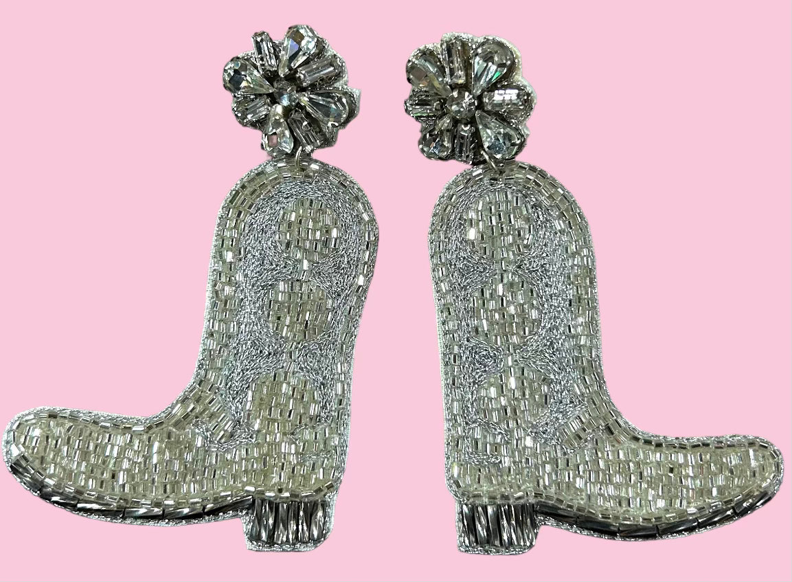 Cowgirl Boots Beaded Earrings