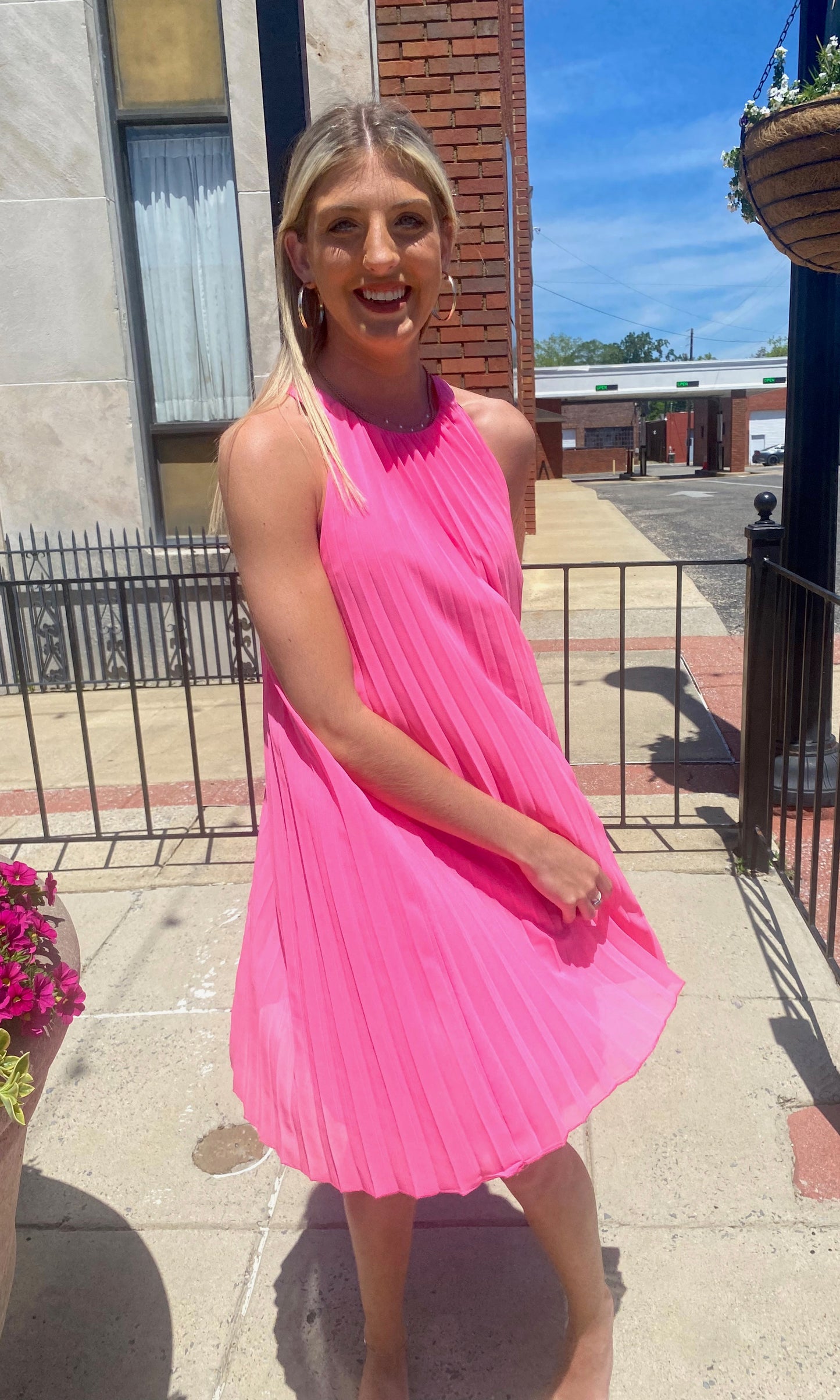 Pleated A-line Dress