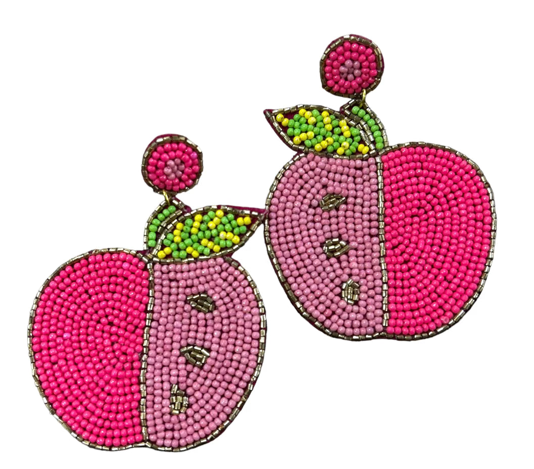 Pink Apple Beaded Earrings