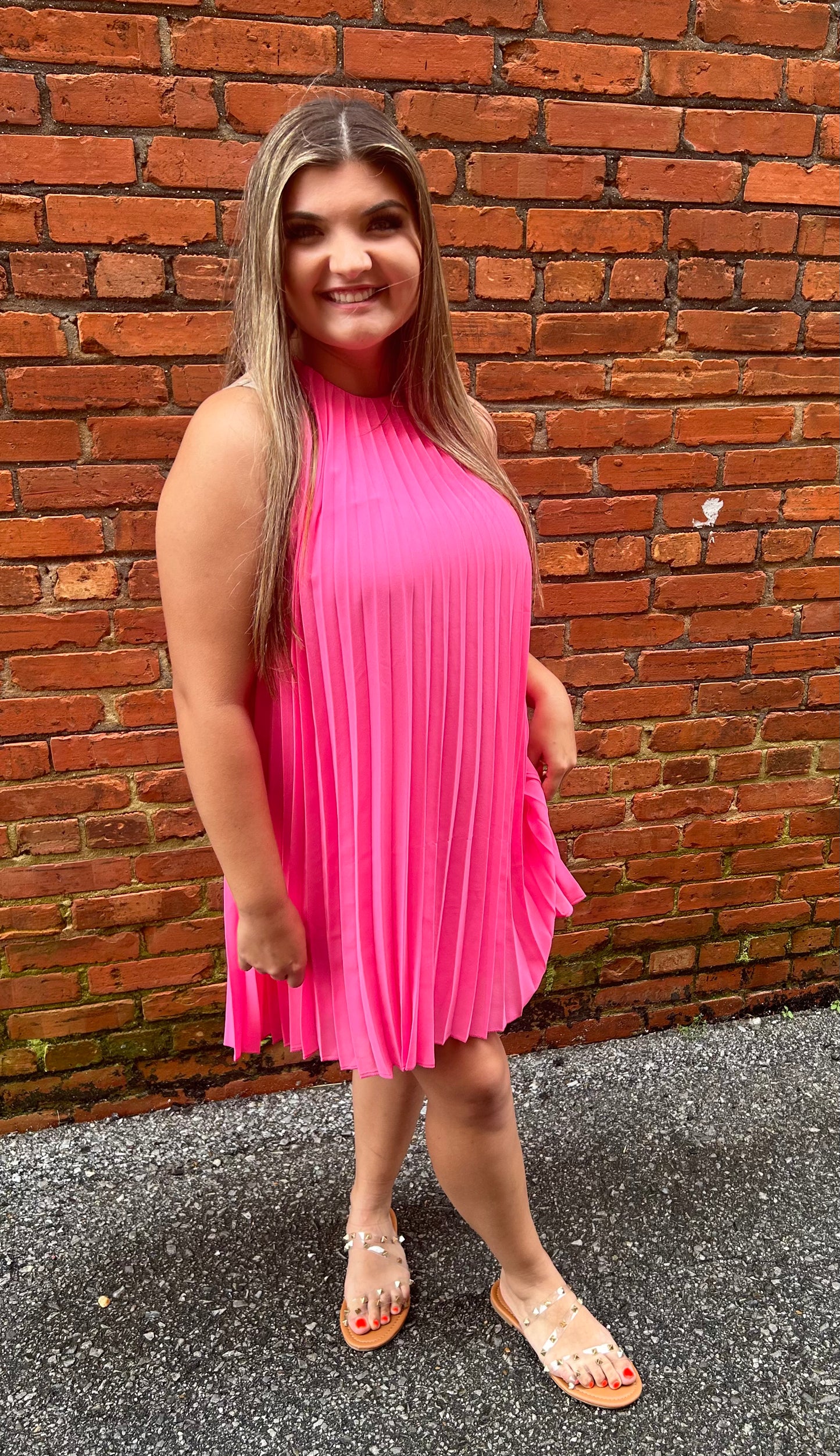 Pleated A-line Dress